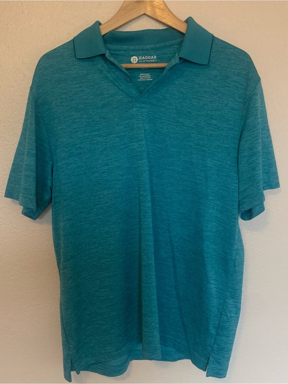 Haggar Teal Short-Sleeve Polo Shirt